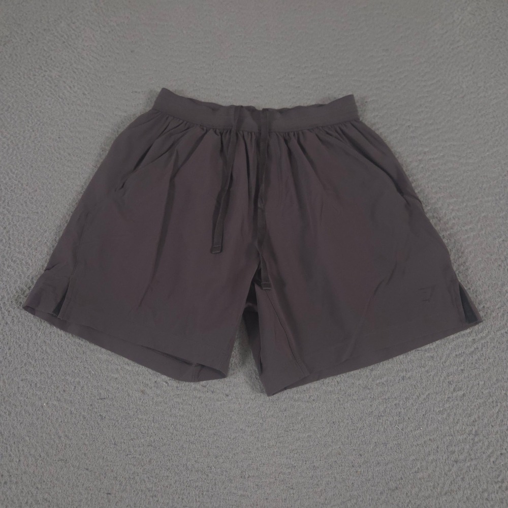 Gymshark Shorts Mens Small Brown Studio 6" Nylon Stretch Split Hem Gym Training